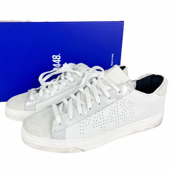 NIB P448 Jack Low Top Zebby White Leather Sneaker Women's EU41 / US 10.5-11 - Picture 6 of 15